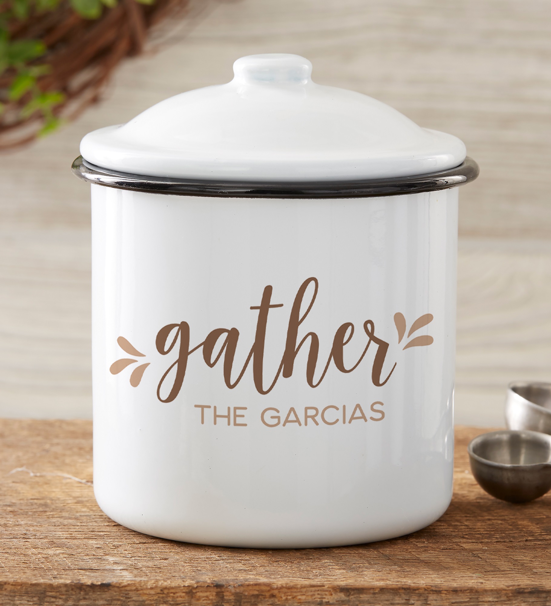 Gather & Gobble Personalized Enamel Canisters